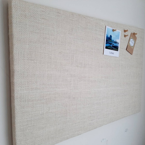 White Cork Board for Office, Fabric Pinboard for Kitchen, Family Noticeboard, Large Wedding Display Board, Vision Board, Bulletin Board