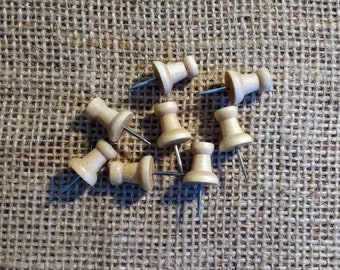 Wooden Push Pins 25 pcs, Thumb Tacks, Rustic Push Pins, Drawing Pins