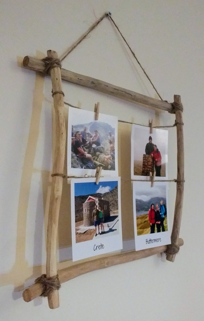 Driftwood Photo Frame Farmhouse Peg and String Photo Display Etsy UK