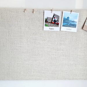 Off White Hessian Peg and Cork Board, Burlap Polaroid Wedding Display, Fabric Cork Board Notice Board