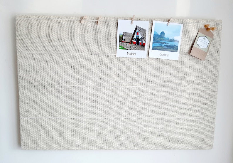 White Notice Board, Fabric Cork Board, Wedding Photo Board, Bulletin Board for Office, Pinboard for Kitchen, Family Noticeboard image 2