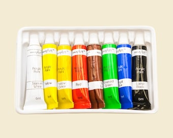 Acrylic Paint Set: Canvas, Wood, Ceramic Paints, 6ml Tubes x 8