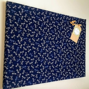 Large Bulletin Cork Board with Dragonfly Fabric, Vision Notice Board, Office Display, 60 x 90cm