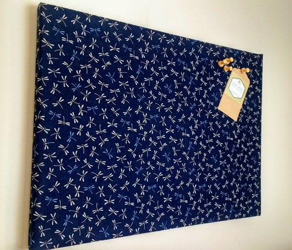 Small BULLETIN Cork Office Board With Dragonfly Fabric Vision