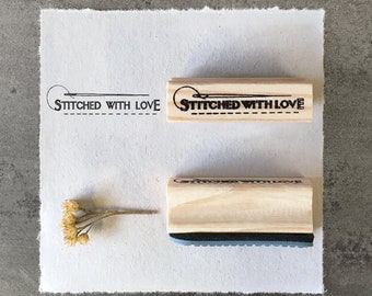 Stitched With Love Wooden STAMP, Rubber Stamp for Crafts, Stitched Gifts, Sewing Gifts, Gift for Seamstress
