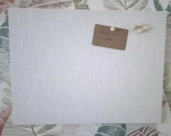 Off White Linen Fabric Cork Board: Handmade Pinboard