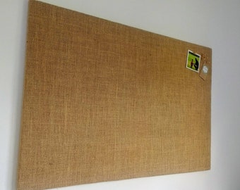 LARGE Cork Bulletin BOARD Hessian Burlap Covered, Pin Notice Board, Fabric Vision Board