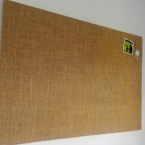 LARGE Cork Bulletin BOARD Hessian Burlap Covered, Pin Notice Board, Fabric Vision Board