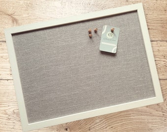 Light Grey Fabric Framed Notice Board / Cork Board in White Frame / A1, A2, A3, A4, A5 Pinboard