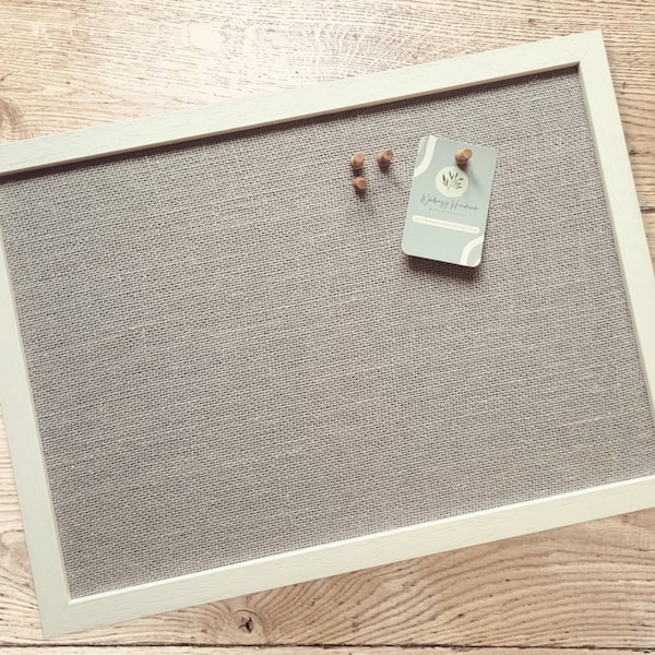 Light Grey Fabric Framed Notice Board / Cork Board in White Frame / A1, A2, A3, A4, A5 Pinboard