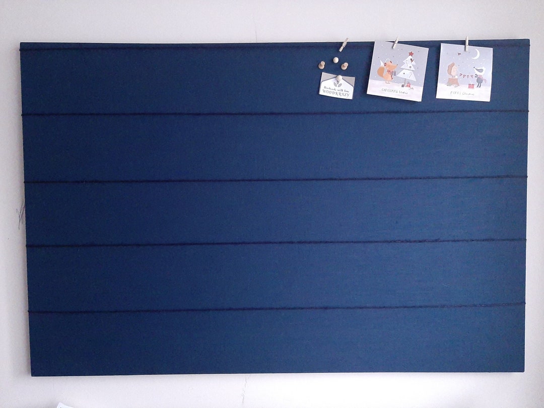 Peg & String Navy Fabric Pin Board / Polaroid Display / Fabric Cork
