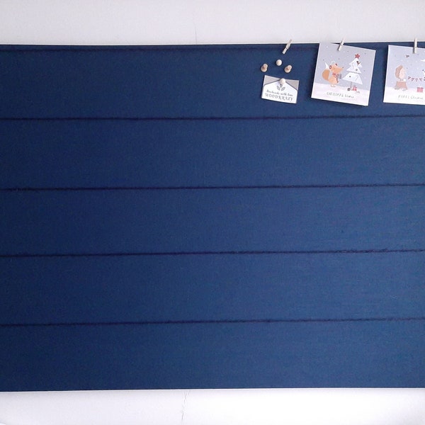 Peg & String Navy Fabric Pin Board / Polaroid Display / Fabric Cork Board Notice Board / String Board