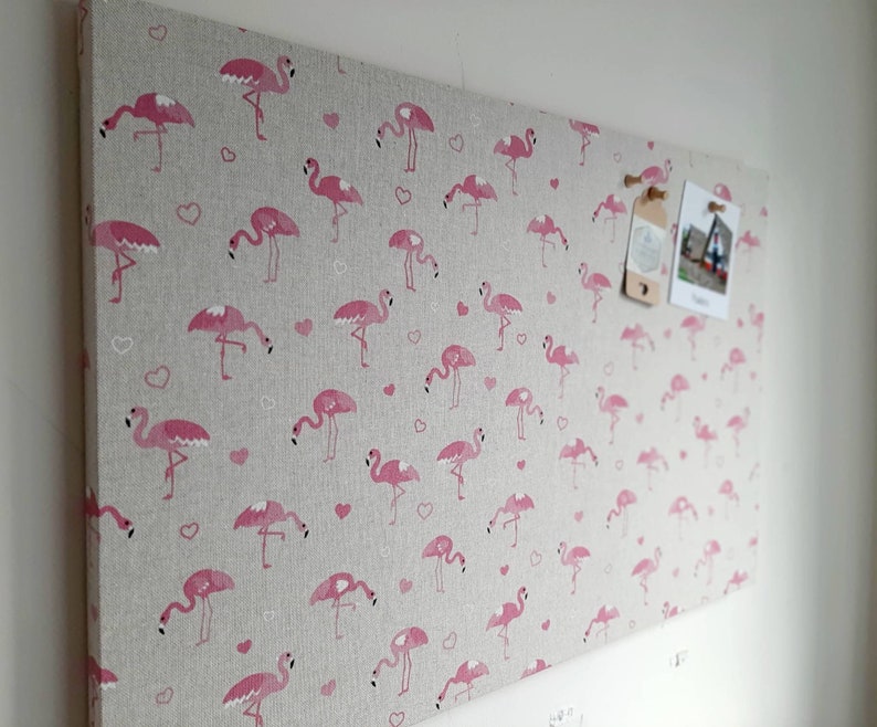 Flamingo Fabric CORK Notice Board Memo Bulletin Push Pin Etsy
