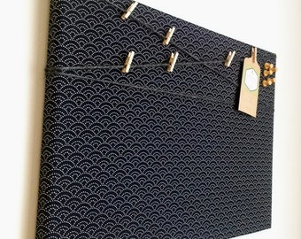 Navy Pinboard: Japanese Fabric Covered Cork Board