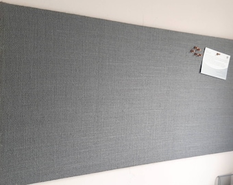 Large Grey Hessian Notice Board / Rustic Cork Board / Fabric Pinboard