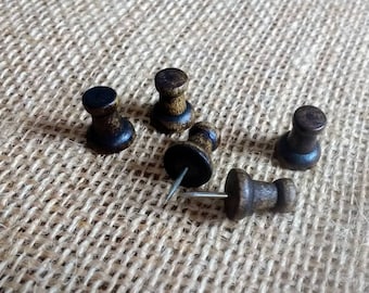 Brown Wooden Push Pins 25 pcs, Thumb Tacks, Rustic Push Pins, Drawing Pins
