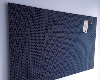 Large Bulletin Notice Board Navy Fabric Covered, Large Cork Office Board, 60 x 90cm, 24" x 35"