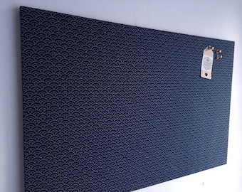 Navy Fabric Bulletin Board: Japanese Cotton Cork Office Board (60 x 90cm)