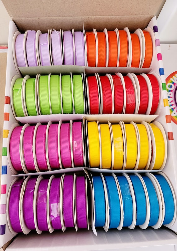 Rainbow Ribbon for Crafting, Bulk Ribbon for Packaging, Double Sided Ribbon,  Ribbon for Gift Box, Colourful Ribbon 