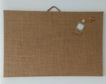 CORK Bulletin BOARD Hessian Burlap Covered, Pin Notice Board, Fabric Vision Board