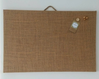 CORK Bulletin BOARD Hessian Burlap Covered, Pin Notice Board, Fabric Vision Board