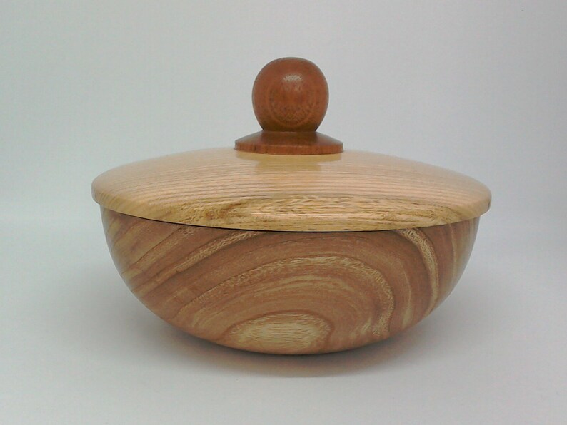 Turned wooden bowl with lid Etsy