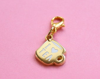 Golden I love Tea Bullet Journal Charm - Hard Enamel Planner charm