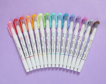 NEW Zebra Mildliner Brush Marker - Dual Tip Highlighter - Bullet Journal - Bujo Supplies - Journalling Supply