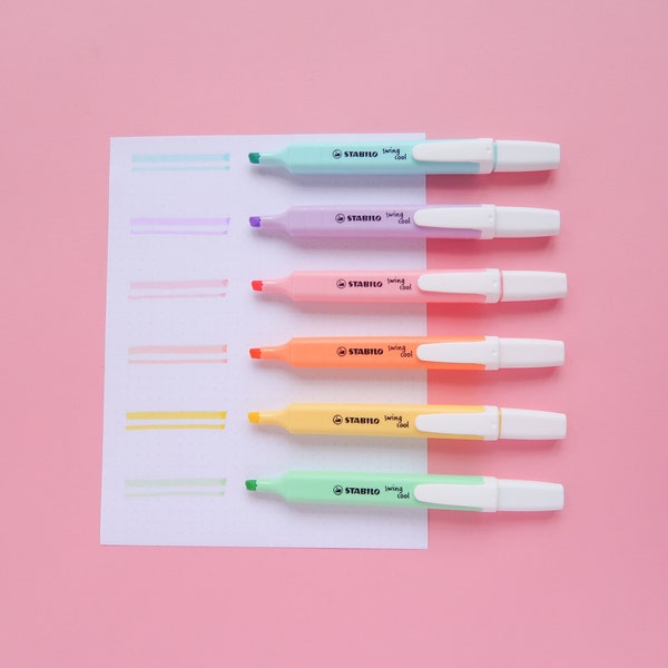 Stabilo Swing Cool Pastel Highlighter Markers - Mild Colour Bullet Journal Pens