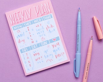Mini Weekly Planner Notepad - A6 Size - Bullet Journal desk pad