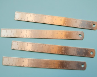 Brass Coloured Mini Metal Ruler - 15cm / 6" Bujo Ruler - Gold Coloured Journalling Ruler - Bronze Metal Bullet Journal - Travelers Notebook