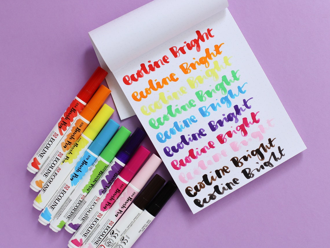 Ecoline Brush Pens Bright 10 Pack Bullet Journal Bujo Etsy