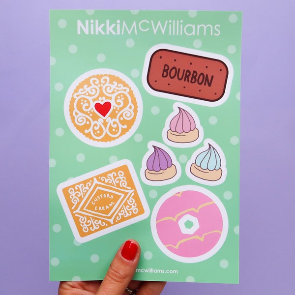 Biscuit Lover Vinyl Stickers - Nikki McWilliams Bujo Decals - Cookie Bullet Journal Decoration Stickers - A5 Matt Sticker Sheet - Planner