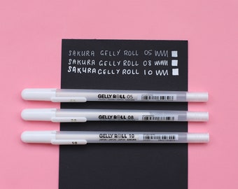 2 Pack - Sakura Gelly Roll White Gel Pen 05 / 08 / 10