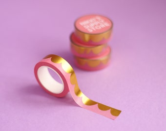 Gold & Pastel Scalloped Edge Washi Tape