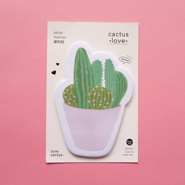 Succulent and Cacti Sticky Notes - Pink - Bujo Supplies - Bullet Journal Memo Sticker - Cute Kawaii Cactus Stationery - Plant Lovers