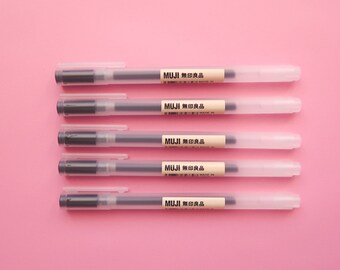 Muji 0.5mm Black Gel Ink Pen - Bullet Journal Pens - Journalling Stationery - Planner Accessories - 0.5 Jelly Ink