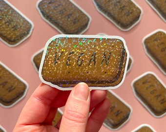 Vegan Bourbon Holographic Vinyl Stickers - Bourbon Biscuit Sticker