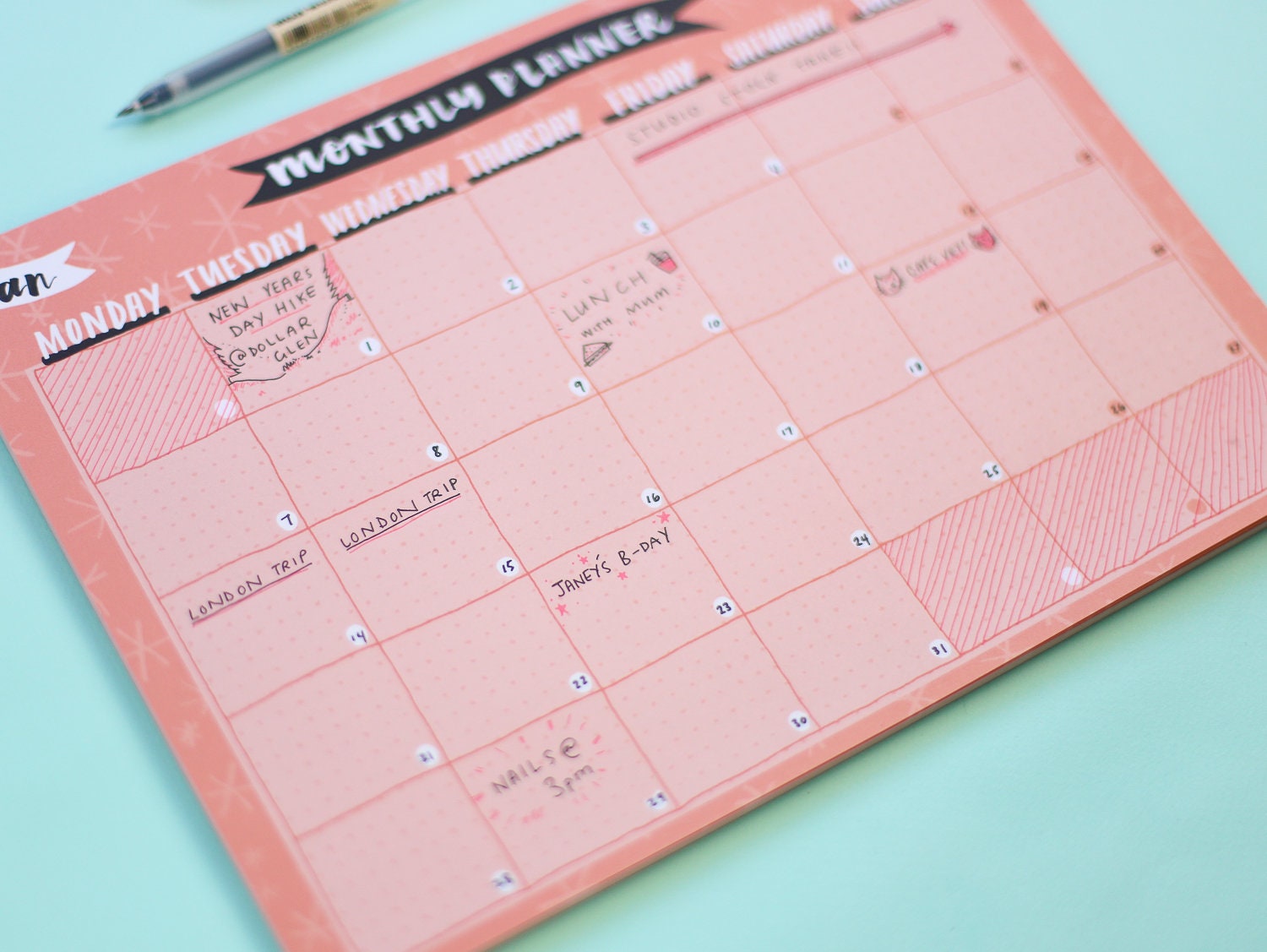 Monthy Planner Pad A4 Desk Pad Bullet Journal Month Etsy