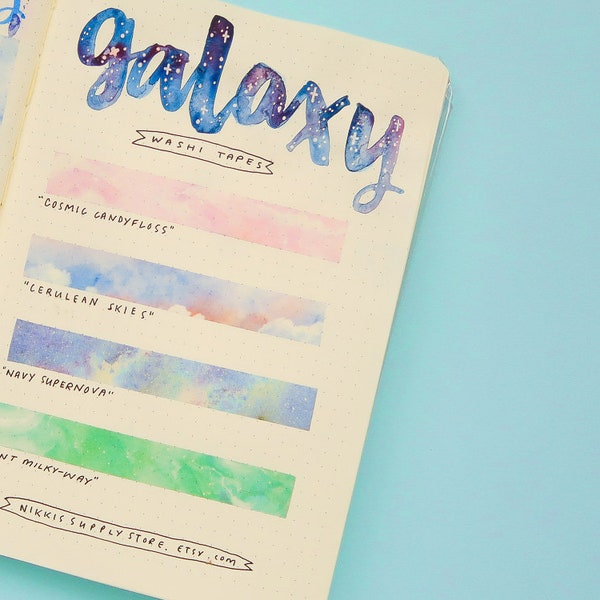 Galaxy Washi Tapes - Starry Sky Washi Tape - Bullet Journal Supplies - Japanese masking tape - Bujo Supplies - Nebula Clouds Star Sellotape