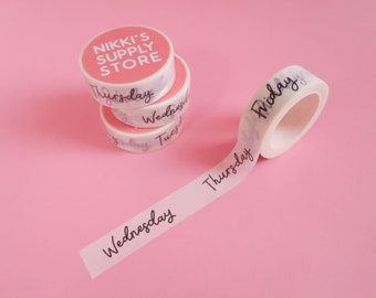 Days of the Week Washi Tape - Cursive Hand Lettering