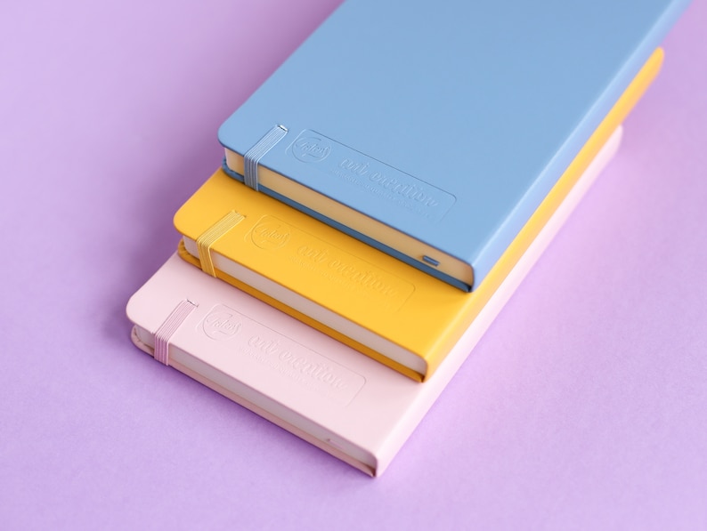 May include: Three notebooks stacked on top of each other. The top notebook is light blue with the text "The Daily Routine" on the cover. The middle notebook is yellow with the text "The Daily Routine" on the cover. The bottom notebook is pink with the text "The Daily Routine" on the cover.