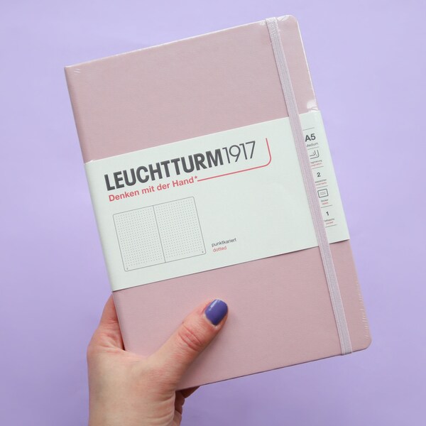 Leuchtturm 1917 Dotted Bullet Journal - Powder Pink - A5 Dotted Bujo - Journaling Supplies - Hardcover Notebook