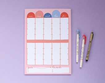 Weekly Schedule Pad - A4 Desk Pad - Open Timed Organiser Notepad