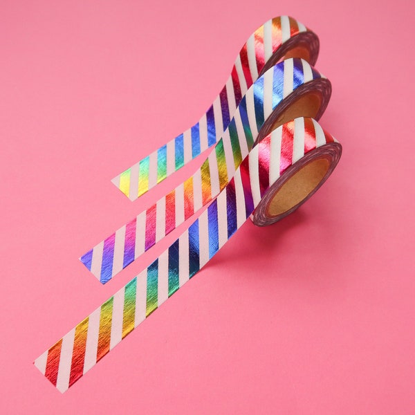 Metallic Washi Tape Regenbogen Streifen Washi Tape - Japanisches Masking Tape