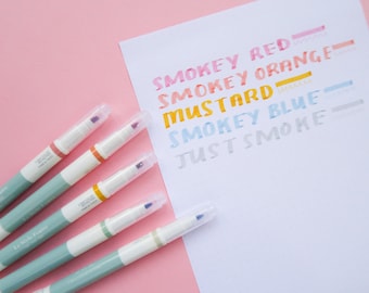 Retro Dual Tipped Marker Set - Mild Colour Highlighter - Bullet Journal - Bujo Supplies - Journalling Supply - Stationery