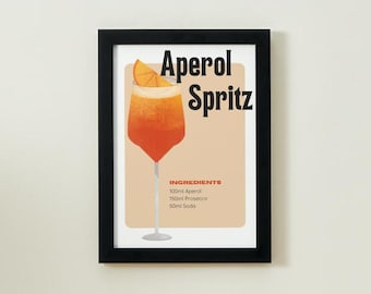 Aperol Spritz Recipe Poster | Modern Cocktail Illustration (Digital Download)