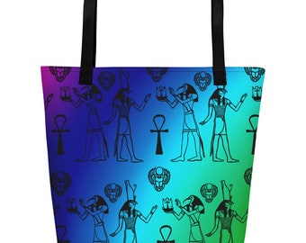 Egyptian beach bag, Horus bag, Thoth bag, Horus, Thoth, Rainbow bag, Rainbow tote bag, Egyptian tote, Over sized bag, Swimming bag, Beach Ba