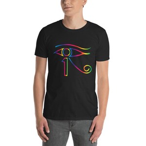 Egyptian Tshirt, Eye of Horus Tshirt, Horus Tshirt, Rainbow Horus tshirt, Short-Sleeve Unisex T-Shirt
