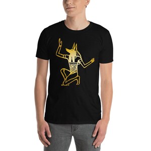 Egyptian Anubis Unisex Tshirt, Anubis Tshirt, Egyptian Tshirt, Underworld Tshirt, Anubis Gold 100% Cotton Short-Sleeve Unisex T-Shirt
